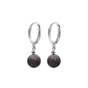 Obsidian Drop Earrings Ball Shape Geometric Design Titanium Steel Women Men Fashion Jewelry European Style - Product Image 1