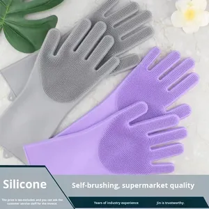 Không thấm nước cách nhiệt chống trượt Silicone rửa chén găng tay dễ dàng để tạo thành bàn chải Bong Bóng Công cụ làm sạch cho việc nhà - Product Image 3