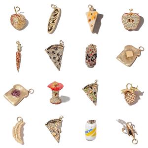 LIVE4U จี้สร้อยคอชุบทอง18K จี้พิซซ่าขนมปังก<span class=keywords><strong>ล</strong></span>้วย<span class=keywords><strong>ท</strong></span>ี่มีเสน่ห์สำหรับงานประดิษฐ์สร้อยคอสร้อยข้อมือพวงกุญแจเครื่องประดับ - Product Image 1