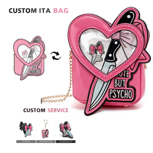 Bolso Bandolera de Piel Vegana con Ventana de Corazón para Colección de Parches de Anime, Elegante y Novedoso, para Mujer - Product Image 1