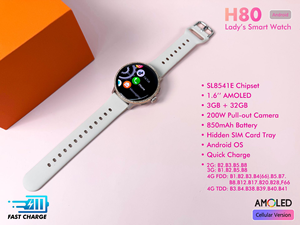 En stock, montre connectée pour femmes H80 Diamond 4G Android, écran AMOLED, 3 Go de RAM, 32 Go de stockage, carte SIM, appels vidéo WhatsApp, expédition rapide, montre en cadeau - Product Image 5