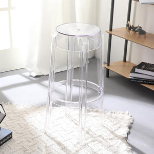 Transparent Acrylic Bar <b>Stool</b> Round Modern Minimalist Plastic High <b>Stool</b> For Living Room Durable Design - Product Image 4