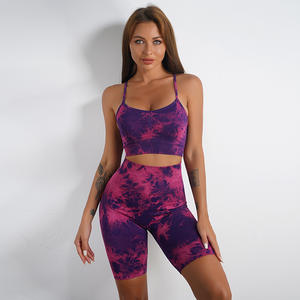 Vendita calda cravatta tinto stretto reggiseno da palestra <span class=keywords><strong>abbigliamento</strong></span> <span class=keywords><strong>sportivo</strong></span> da donna Set di Fitness da palestra Set di Leggings pelle di pesca alta - Product Image 5