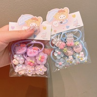 Jolies attaches pour cheveux d'enfants à motifs de dessins animés, élastiques à cheveux kawaii, attaches pour queue de cheval pour filles, chouchous, ensemble d'accessoires pour cheveux d'enfants
