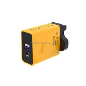 US UK EU Plug Yellow Color Portable Earphone Fast <b>Charger</b> 87W PD20W Type-C USB Dual Port Travel Adapter QC3.0 Fast Charging - Product Image 2