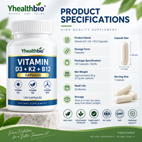 Capsules de Vitamine D3 K2 B12 en Gros, NON OGM, Produits en Capsules Finis, Testés par des Tiers