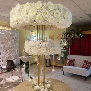 حامل زهور فاخر لتزيين حفلات الزفاف، رف ذهبي لامع من طبقتين لتنسيق الزهور، حامل زهور طويل لتزيين طاولات المناسبات - Product Image 3