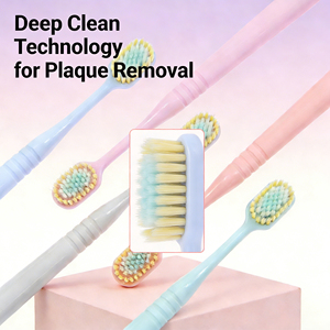 Cepillo de Dientes de Plástico para Adultos, Venta al por Mayor, Diseño Moderno en Color Puro, Cerdas Suaves y Cónicas, Nuevo - Product Image 5
