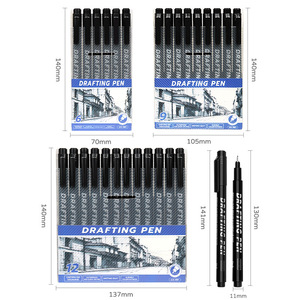 Pena Jarum Gaya Bunga Sakura untuk Seni Gouline, Tahan Air, Gambar Kartun, Sketsa, Garis Halus, Set Hitam, Bahan PP, Tempat Pena - Product Image 5