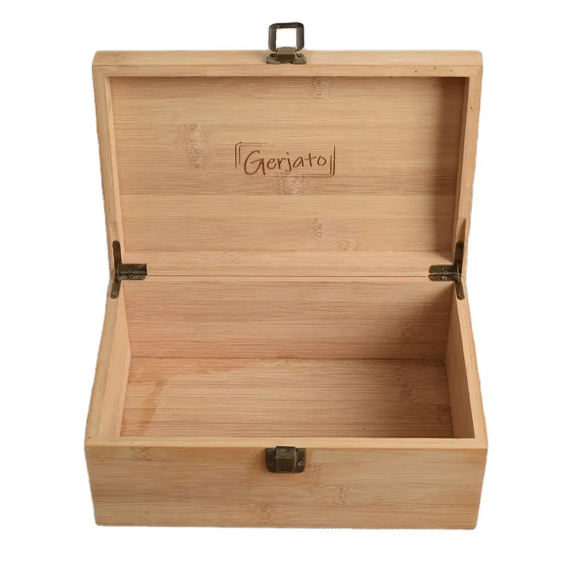 Boîte en bois rectangulaire avec couvercle rabattable, petite boîte en bois pour artisanat faite sur mesure