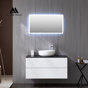 Mars Villa: Mobile <span class=keywords><strong>Bagno</strong></span> Sospeso Contemporaneo da 600mm in Alluminio Personalizzato con Specchio LED, Grigio <span class=keywords><strong>Antracite</strong></span>, per Hotel - Product Image 6