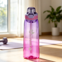 Bouteille d'eau portable anti-fuite avec paille intégrée pour adultes – Idéale pour le camping, l'école, la gym, le sport, le bureau, le cyclisme – Boisson directe