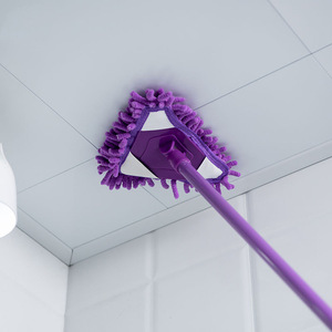 Yimijia Triangle Chenille Mop Purple Extendable For Kitchen Bathroom Floor Cleaning - Product Image 1