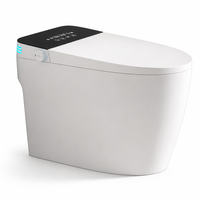 WC intelligent allongé encastré au sol avec bidet intégré, télécommande, siège chauffant et chasse d'eau automatique (siphon en S)