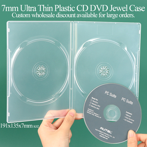 Boîtes de rangement SUNSHING Factory 7 mm ultra-minces transparentes pour disques CD simples, boîtes de rangement 9 mm vides noires pour DVD de films, boîtes en plastique pour Blu-Ray pour 2 CD/DVD/BD - Product Image 1