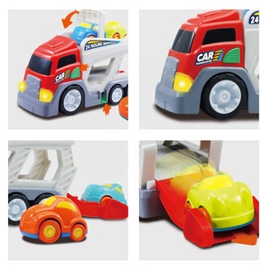 Macchinina da trasporto per camion giocattolo per bambini Cartoon Double Decker con 4 Little Freewheel Car Inertia Truck Plastic Car Toy - Product Image 3