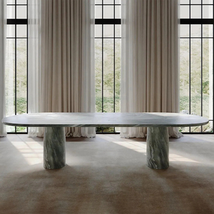 <span class=keywords><strong>Table</strong></span> <span class=keywords><strong>à</strong></span> <span class=keywords><strong>manger</strong></span> ovale de style italien de luxe, en travertin et marbre de qualité supérieure, meubles en pierre naturelle pour salon - Product Image 6