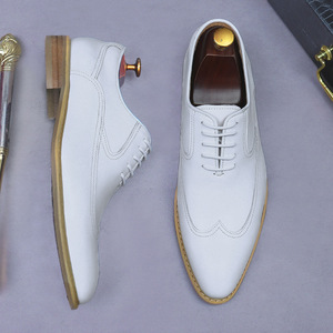 Chaussures en cuir de style nouveau - Chaussures habillées en cuir véritable pour hommes, en cuir de vachette, à lacets, tendance, pour mariage - Product Image 4