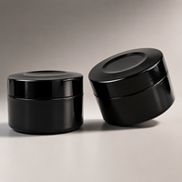 Pots à lotion ronds vides de 200 ml, noirs, à large ouverture, en plastique PP noir, pour crème et beurre, avec couvercle à vis.