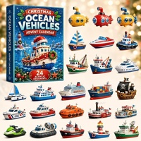 Calendrier de l'Avent 24 Jours Camion de Pompiers – Ornements Véhicules de Lutte Contre l'Incendie – Compte à Rebours – Cadeaux de Fête – Ornement 2D en Acrylique Camion de Pompiers pour Enfants
