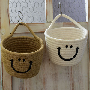 Woven Storage <b>Basket</b> Round Hanging Hook Type For Desktop Wall Mount Cosmetic Organizer Toy Storage <b>Basket</b> <b>Display</b> <b>Basket</b> - Product Image 1