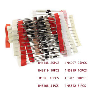 Nouveau 8types 100 pièces 1N4148 1N4007 1N5819 1N5399 1N5408 1N5822 <span class=keywords><strong>FR107</strong></span> FR207 composant de Diode de commutation Kit de bricolage - Product Image 2