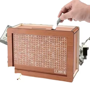 Tirelire Piggi personnalisée bricolage de haute qualité tirelire éducative <span class=keywords><strong>en</strong></span> bois pour enfants avec autocollants Euro Dollar - Product Image 1