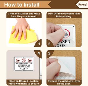 No se permite grabar sin autorización, no se permiten fotos o vídeos, respaldo autoadhesivo, acrílico grueso, fácil <span class=keywords><strong>de</strong></span> instalar, - Product Image 5