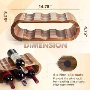 Porte-vin en bois massif à 3 niveaux, étagère de présentation de bouteilles pour la maison, le salon, couleur rétro - Product Image 2