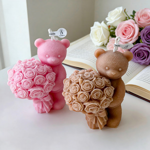 Bouquet de bougies parfumées en forme d'ours, bougie aromathérapeutique en forme d'ours pour la décoration de la maison, cadeau de la Saint-Valentin - Product Image 3