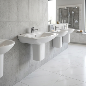 European <b>Wall</b> Mount Ceramic Wash Basin Half Pedestal Lavabo Sink And Stand For Bathroom Home Kitchen Use - Product Image 3