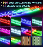 Feux LED COB spirale 2 pièces 4FT 12V avec base à ressort latérale, télécommande via application, antenne lumineuse de sécurité pour ATV/UTV Polaris SXS Camion 1