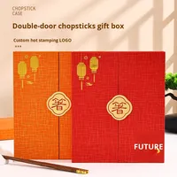 Nouvel ensemble de boîtes cadeaux à double porte pour baguettes, 10 paires, festif, pour la maison, avec estampage doré, emballage spécial en papier, Chine