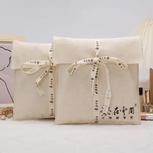 Bolsa de muselina de alta calidad estilo sobre bolsa de polvo reciclable tela de algodón bolsa de embalaje bolsa de regalo con logotipo