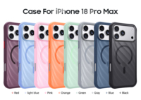 Casing HP iPhone 18 17 16 15 Pro Max Anti-Shock dengan Pelindung Lensa, TPU+PC, Tekstur Stripe Matte Transparan, dan Magnetik