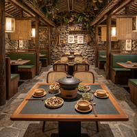 Tables et chaises en bois massif vintage, mobilier commercial pour restaurants de hot pot et restaurants occidentaux