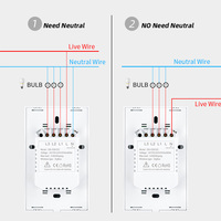 Interruptor de Luz Táctil Inteligente Zigbee LangYeao, Estándar Estadounidense, Sin Neutro, Sin Condensador, 1/2/3 Botones, 10A, Vidrio Cóncavo 2.5D, Compatible con Tuya