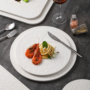 Piatto di bistecca in ceramica con motivi di roccia bianca quadrata e rotonda piatto di sushi per la casa o il ristorante stoviglie piatte dell'hotel - Product Image 5