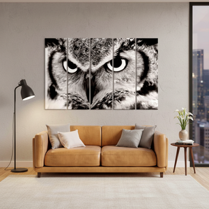 Elegante Lienzo Impreso con Diseño de Búho, Panel Decorativo Art Deco Único, Juego de 5 Lienzos - Product Image 3