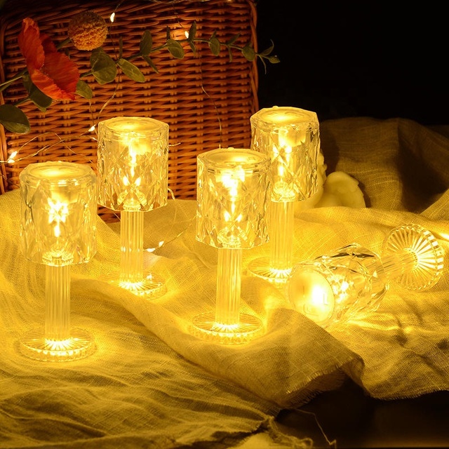Hot Sale Mini Led Lamp Crystal Lamp for Bed Side Colored Modern Night Lights Nordic Crystal Table Lamp