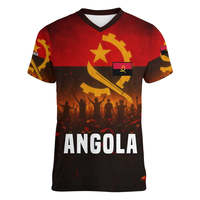 T-shirt à col en V personnalisé UNITA Angola Impression de style drapeau de fête à la demande T-shirts pour hommes Angola Design