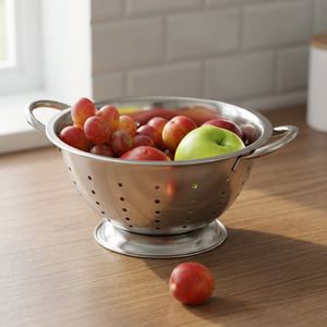 Stainless Steel Colander with Handles Durable Metal <b>Strainer</b> Bowl Foldable Cleaning Brushes for Fruits Vegetables Hand Wash Only - Product Image 3