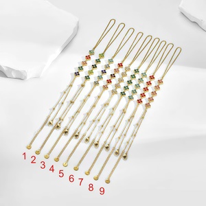Bracelet Tennis Fleur Trèfle en Acier Inoxydable Plaqué Or 18K avec Strass et Chaîne Maillons pour Femme – Idéal Cadeau - Product Image 5