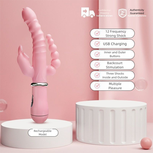 Juguete Sexual Anal de Punto G para Mujeres, Vibrador con <span class=keywords><strong>Doble</strong></span> Lengua, Estimulador de Clítoris, <span class=keywords><strong>Doble</strong></span> Varilla para Adultos - Product Image 3