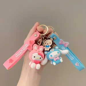 LLavero de dibujos animados de Sanrio, colgante de Hello Kitty, Kuromi Purin, My Melody, Cinnamoroll, bolsa para llaves de coche, regalos