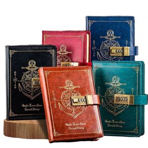 Hot-selling Password <b>Notebook</b> <b>Thick</b> High Aesthetic Lockable Diary Simple Business Memo Hand Account Book Wholesale - Product Image 1