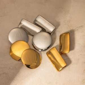 <span class=keywords><strong>Orecchini</strong></span> J&D Jewelry in acciaio inossidabile placcato <span class=keywords><strong>oro</strong></span> 18 carati, lucidati a specchio, <span class=keywords><strong>rettangolari</strong></span>, grandi e massicci. - Product Image 2