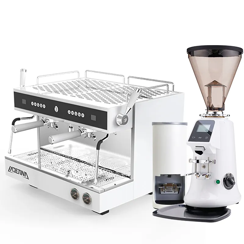 Máquina de café expreso de capuchino semiautomática de 2 grupos de acero inoxidable grande para uso comercial