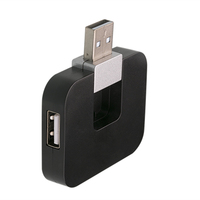OEM Logo Ultra-Thin 4-in-1 Portable Mini 2,0 HUB Transferencia de datos de 4 puertos Laptop PC Diseño plegable Slim USB Splitter Boxed Stock