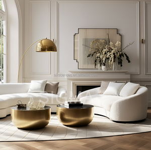 Sigma Chất lượng cao đám mây đi văng sofa bộ đồ nội thất vải trắng thoải mái U hình dạng phòng khách sofa - Product Image 3